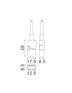 Intermediate connector with cable for LED strip IP68 input 12mm output 10mm 2 pins 2