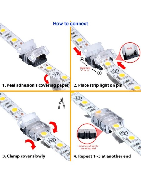Conector de hipopótamo para fita LED de 12 mm com 5 pinos IP20