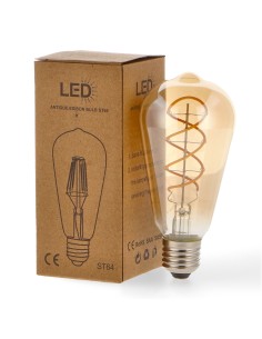 LED Filament Spiral Bulb E27 ST64 4W Amber