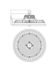 UFO LED Range Hood Series A 200W Dimmable 1-10V 5000K 2