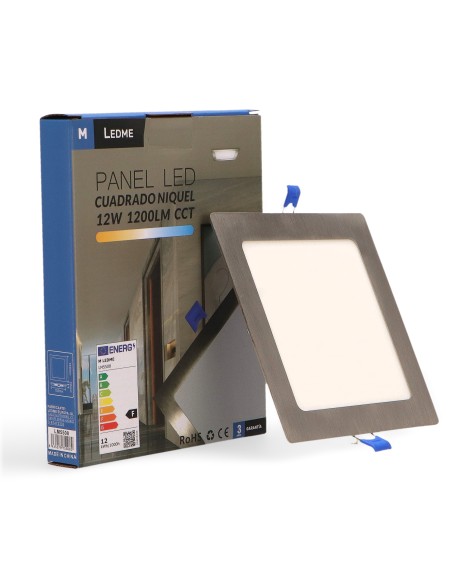 Square Nickel LED Panel 12W CCT 170mm Aluminum