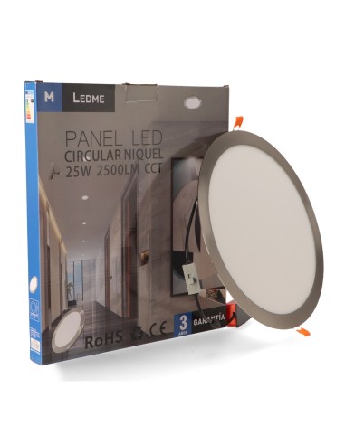 Panel Led Circular Níquel 25W CCT Empotrable Aluminio