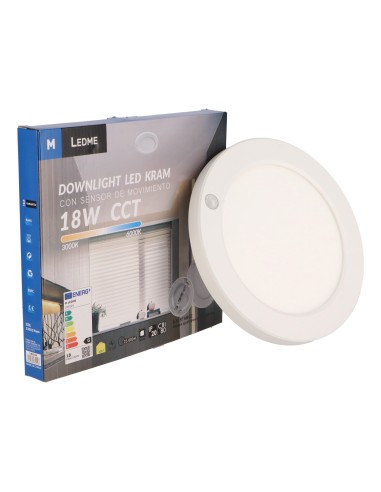 Panel de Superficie LED Kram 18W CCT Ajustable con Sensor de Movimiento