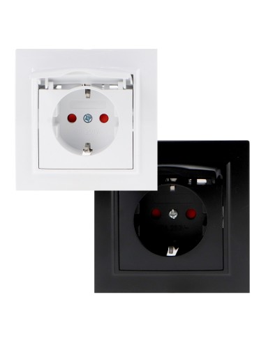 Prise Schuko avec cache encastrable Ledme Blanc 16A IP44