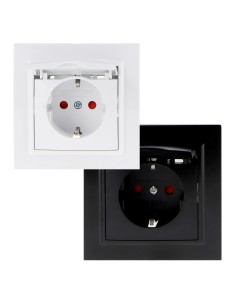 Schuko-Steckdose mit Einbaudeckel schwarz IP44 16A