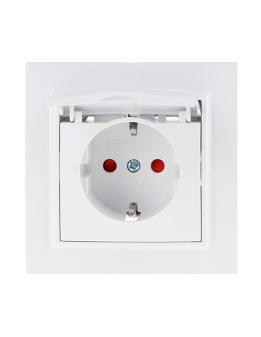 Prise Schuko avec cache encastrable noir IP44 16A
