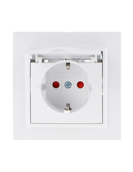 Prise Schuko avec cache encastrable noir IP44 16A