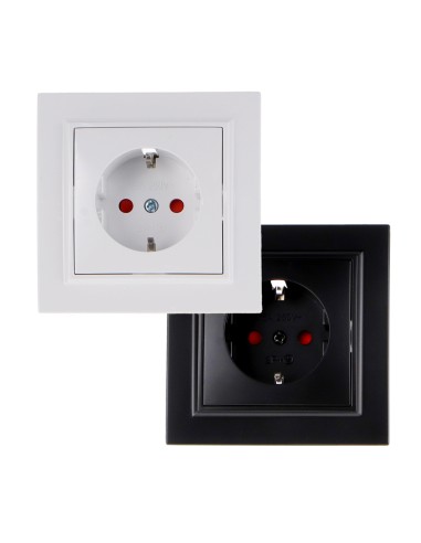 Prise Schuko avec cache encastrable noir IP44 16A