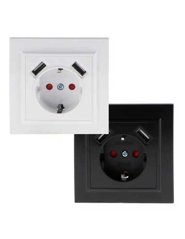 Prise Schuko avec cache encastrable noir IP44 16A