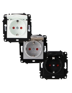 Prise Schuko avec cache noir encastrable 16A IP44