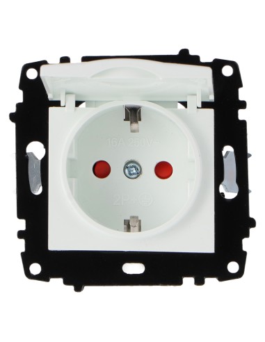 Prise Schuko avec cache noir encastrable 16A IP44