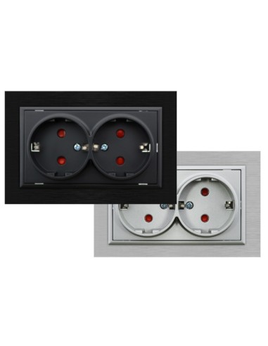 Prise Schuko avec cache noir encastrable 16A IP44