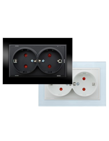 Prise Schuko avec cache gris encastrable IP44 16A
