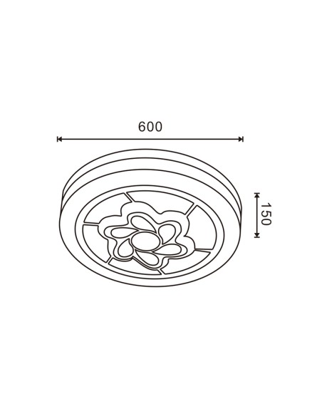 LED Ceiling Light Circle Flower Silver with Remote Control 120W