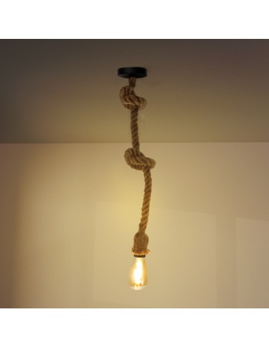 Lampada da soffitto Rope M LEDME E27 120x1500 mm Metal Lino