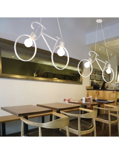 Lampada da soffitto Vintage 2L Bicycle White con supporto 2XE27