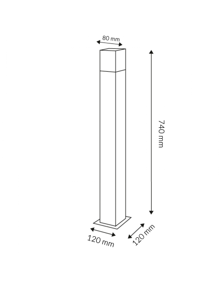 Balisa de señalización vertical M LEDME 80x80x740H mm acero y PMMA