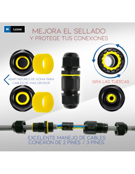 Conector em I IP68 Policarbonato M LEDME