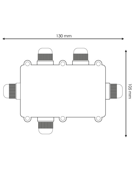 Box with five IP68 polycarbonate connectors