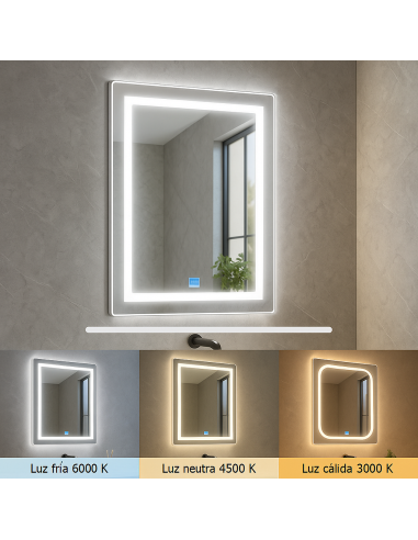 LED Bathroom Mirror Rectangular 15W CCT 500x700mm IP44