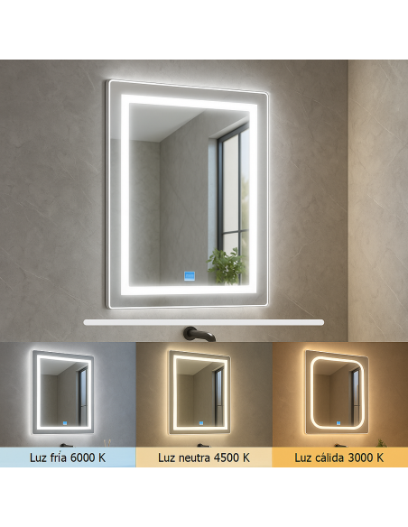 LED Bathroom Mirror Rectangular 15W CCT 500x700mm IP44