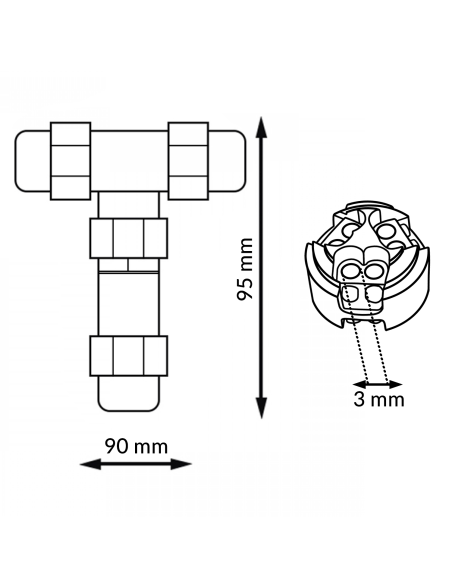Conector em T IP68 da M LEDME em PC com Garantia 3