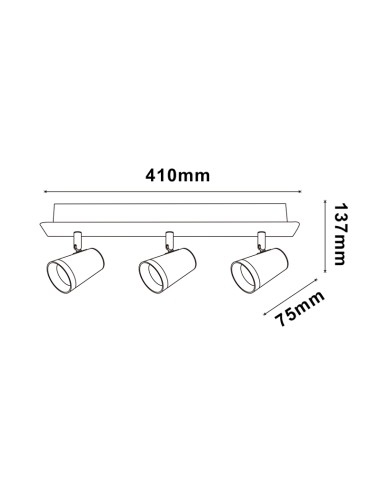 LEDME Ceiling Surface Light 3 GU10 Spots Aluminium