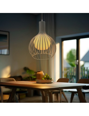 Lampe suspendue blanche Carol métal E27 280x380H mm