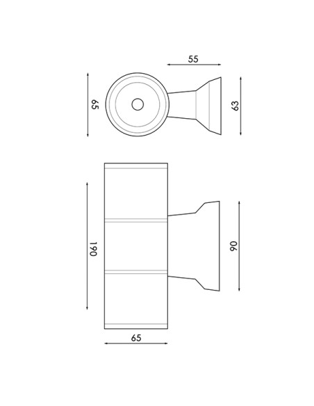Black Tube Wall Light IP54 M LEDME
