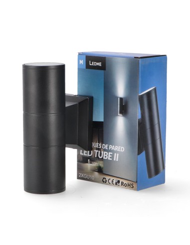 Black Tube Wall Light IP54 M LEDME