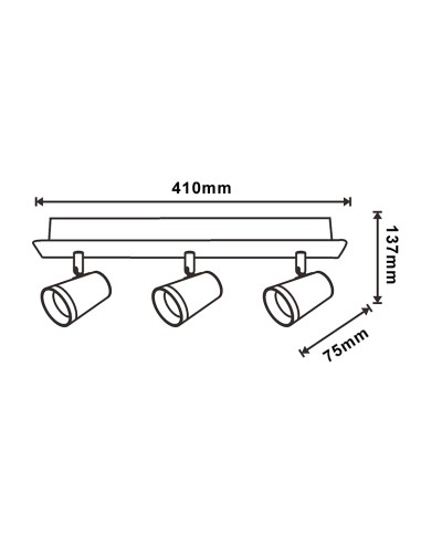 Deckenleuchte GU10 City 3 Lampen M LEDME Aluminium