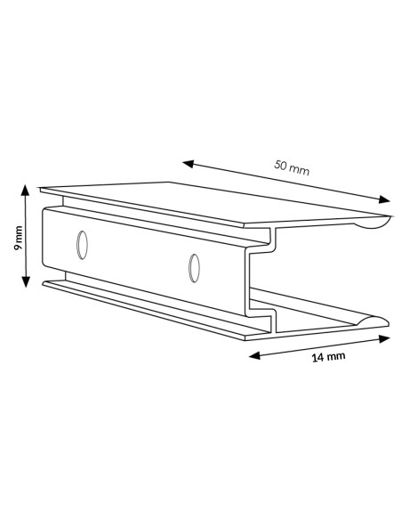 Suporte de alumínio para neon LED marca M LEDME 9x50x14h