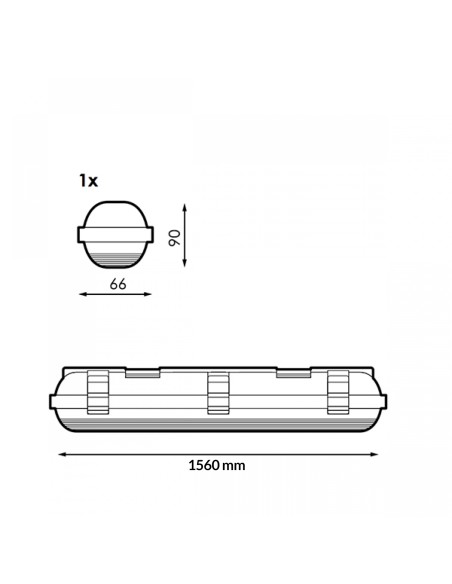 Écran étanche pour tube LED T8 de 1500 mm IP65