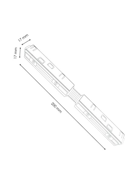 Conexión flexible negra para carril magnético de aluminio