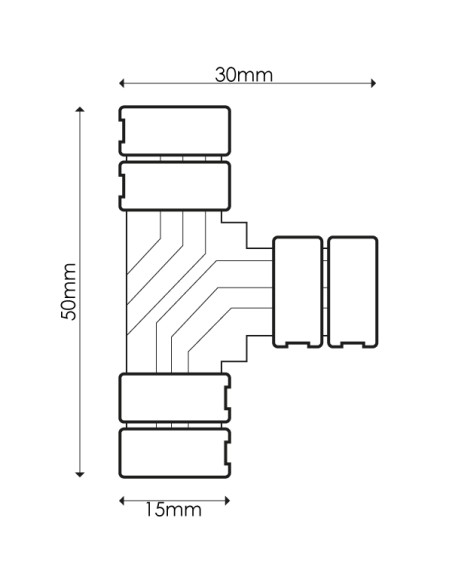 Conector para fita 10 mm 12V/24V RGB tipo T - DSC
