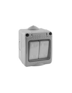 Double interrupteur étanche KRANG IP55 10A gris clair