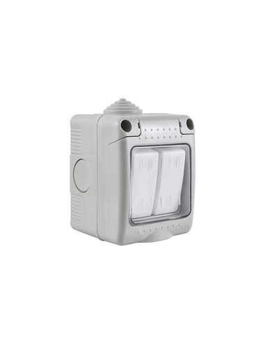 Double interrupteur étanche KRANG IP55 10A gris clair