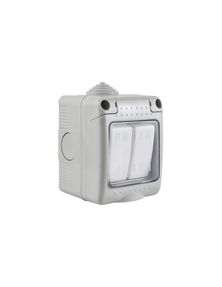 Double interrupteur étanche KRANG IP55 10A gris clair