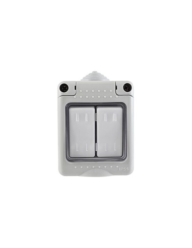 Double interrupteur étanche KRANG IP55 10A gris clair