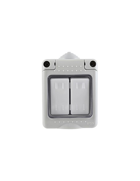 Double interrupteur étanche KRANG IP55 10A gris clair