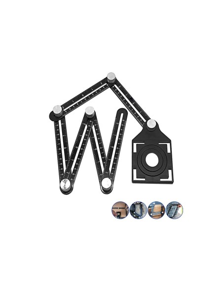 Righello multiangolo WADFOW per piastrelle, 12 cm, lega di alluminio