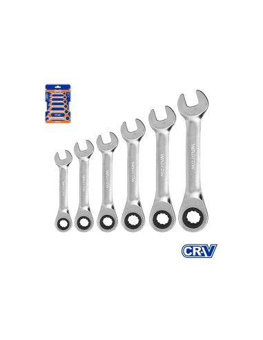 Conjunto de 6 chaves combinadas curtas WADFOW Cr-Mo 8-17mm