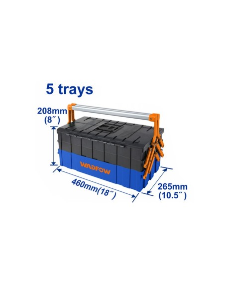 WADFOW 2-piece Plastic Tool Box Set with 3 and 5 Trays