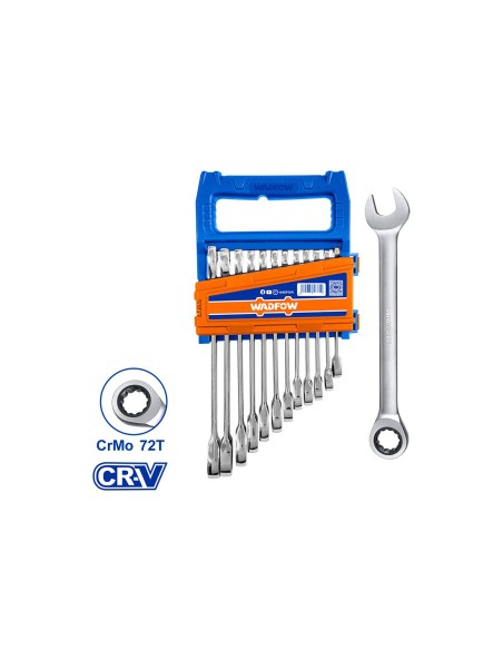 Jogo de chaves combinadas com carraca WADFOW 8-19mm 12 peças