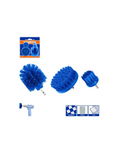 3-Piece Drill Brush Set WADFOW 2/3.5/4 inch Hex Shank