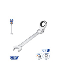 Chave combinada com carraca e cabeça flexível 8 mm Cr-V Wadfow 2