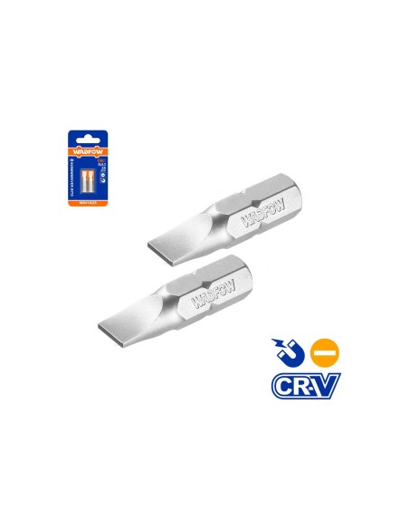 2-piece Flat Bit Set WADFOW SL4.0x0.5mm 25mm CR-V Steel