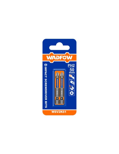 WADFOW 2er Set PH2-Bohrer für Schlagbohrer 50 mm mit Etui