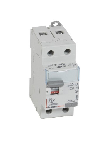 Disjoncteur différentiel 2P 63A 30mA rail DIN