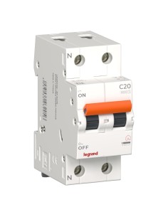MCB 1P+N 20A C-curve 2 modules 230V 2